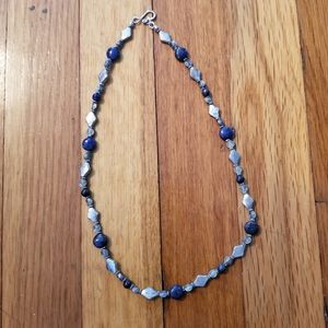 Blue and Silver Beaded Necklace